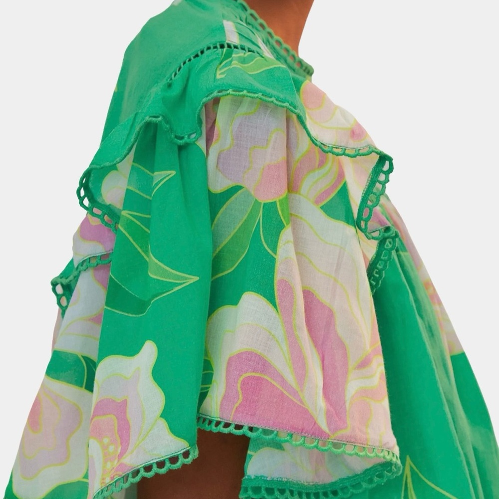 FARM Rio Vibrant Green Floral Top